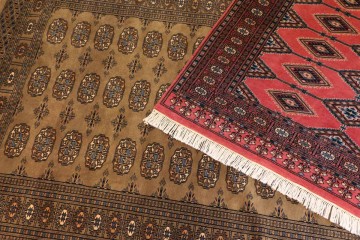 Pakistan Buchara 3ply Carpet 50x80 Hand Knotted Beige Geometric Orient c 